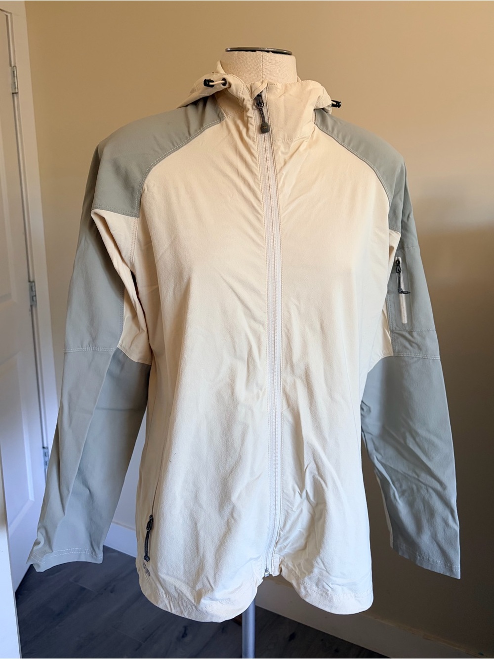 Outdoor Research Two-Tone Hooded Shell Jacket - Cream & Light Gray